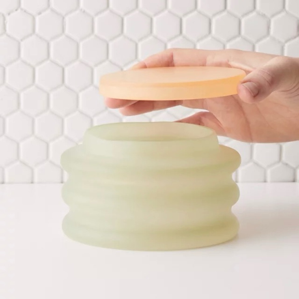 Urban Outfitters Frosted Glass Jar with Cream Lid